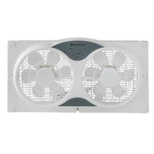 lot 30193 image: Comfort Zone 3-Speed Reversible Twin Window Fan with Remote Control