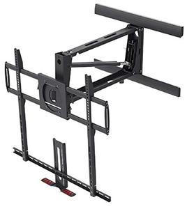 lot 34409 image: Monoprice Above Fireplace Mantel Pull-Down Full-Motion Articulating TV Wall Mount Bracket For LED TVs 55in to 100in, Max Weight 143 lbs, VESA Patterns Up to 800x600, Rotating, Height Adjustable, Black
