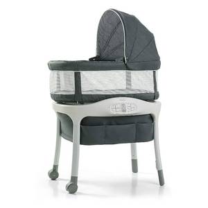 lot 22712 image: 4.4 out of 5 stars  1,077Reviews Graco Sense2Snooze Bassinet with Cry Detection Technology  Baby Bassinet Detects and Responds to Babys Cries to Help Soothe Back to Sleep, Ellison , 19 D x 26 W x 41 H Inch (Pack of 1)