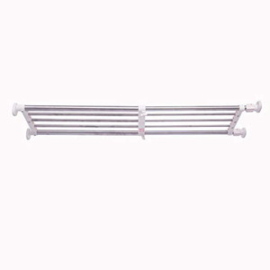 lot 1579 image: Expandable Closet Shelf and Bar, Expandable Metal Storage Shelf, Adjustable Organizer, Divider for Cabinets, Cupboards, Kitchen, Bath, DIY