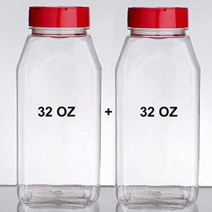 lot 1609 image: Set of 2 Spice Jars - 32 General Purpose Plastic Jars - with Red Double Shake Lid