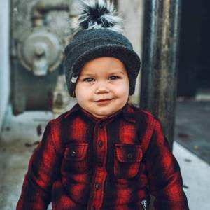 lot 3000 image: GREY VISOR BEANIE with neck warmer kids sized varies from stock photo