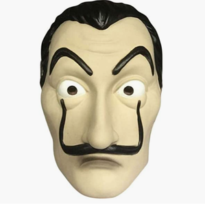 lot 3012 image: 2018 Hot La Casa De Papel Face Mask Salvador Dali Cosplay Movie Mask Realistic Party Mask , outfit and lanyard size xxl
