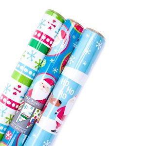 lot 3030 image: Hallmark Reversible Christmas Wrapping Paper Bundle, Kids (Pack of 3, 120 sq. ft. ttl.