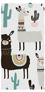lot 3048 image: Towel, White Alpaca and Cactus Cotton Face Towel for Bathroom Gym Beach microfiber bath towel