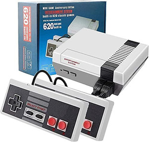 lot 3055 image: Classic Retro Game Console Mini Video Consoles Game with 620 Games for NES Game Handle Gaming - AV Output