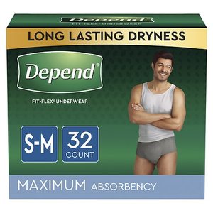lot 4135 image: Depend FIT-FLEX Incontinence Underwear for Men, Maximum Absorbency, SM, Grey, 32 Count