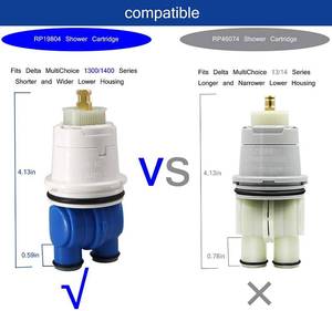 lot 6189 image: RP19804 Pressure Balance Shower Cartridge Assembly Compatible For Delta 13001400 Series Tub and Shower Valves From 1993 To 2007 Replacement For Delta Single - Function Temperature Control 1pcs