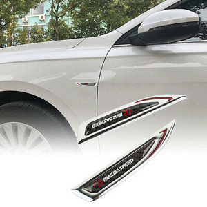 lot 6192 image: Chrome Metal Emblem Car Trunk Side Wing Fenders Badge Sticker 6 piece