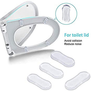 lot 6210 image: ActFun Toilet Seat Bumper Replacement Kit for Use with Bidets, Universal and Strong Adhesive, 4 Pieces for Toilet Cover and 1 Piece for Toilet Tank, Clear