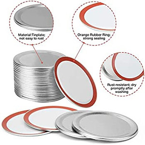 lot 6212 image: LOLOST Regular Mouth Canning Lids, 24 PCS Mason Jar Lids 100% Fit For Ball Kerr Jars Food Grade Material Split-Type Metal Canning Jar Lids BPA Free Airtight & Leak Proof, Silver70 MM