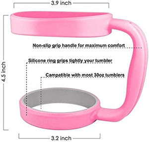 lot 6216 image: 3 Pack 30oz Tumbler Handles, DanziX Mug Handle or Cup Holder Replacement- Black, Pink,Blue