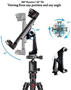 lot 6220 image: IPad Smartphone Mount Adapter 360 Degree Rotatable Universal Tablet Clamp Holder for iPad Pro 12.9 11 10.5, iPad Air Mini, Surface Tab, Galaxy Tab and 3.5 to 13.5in Phone Tablet, for Tripod, Monopod