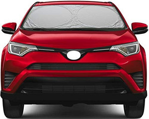 lot 7205 image: A1 Sun Shade for Car Windshield with Storage Pouch - Highly Durable 210T Nylon Foldable Car Window Visor Blocks UV Rays & Heat Protection - Interior Accessories Car - Medium 59 Inches x 29 Inches
