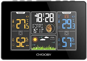 lot 7208 image: CHOOBY Weather Station, Wireless Indoor Outdoor Thermometer with Sensor,Color LCD Display, Temperature and Humidity Gauge, Inside Outside Thermometer, Alarm for Weather Forecast