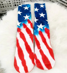 lot 7214 image: FUNINDIY Accessories  FUNINDIY Tie Dye Active Compression Flag Socks  Color BlueRed
