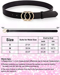 lot 7228 image: Women Leather Belt Soft Faux Leather Jeans Belt Waist Belts for Jeans Dress with Double O-Ring Buckle