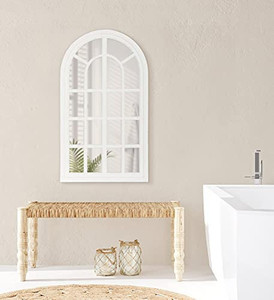lot 9178 image: Kate and Laurel Boldmere Rustic Arch Wall Mirror, 22x38, White