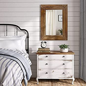 lot 9180 image: Barnyard Designs 24 x 32 Decorative Torched Wood Frame Wall Mirror