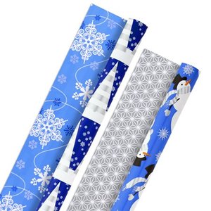 lot 9210 image: 2ct60 sq ft Hallmark Holiday Reversible Gift Wrap Blue & Silver