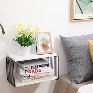 lot 9235 image: Adowes Floating Nightstand Hanging Nightstand Shelf