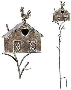 lot 9244 image: Jemeni 4.58 ft Tall Metal Bird Houses for Outside with Pole