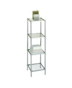 lot 7525 image: Neu Home Free Standing 4 Tier Glass Shelf Tower