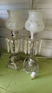 lot 2156 image: Pair of Moderized Lamps - Plastic Crystal Replica
