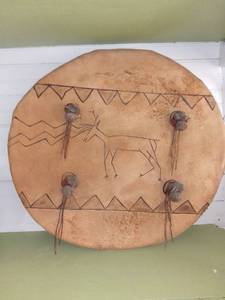 lot 20525 image: Native American Leather Shield Cover Drum Head