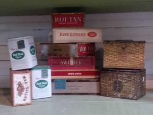 lot 33765 image: Lot Vintage Cigar And Tobacco Tins And Boxes