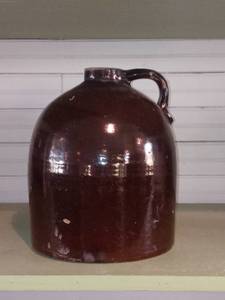 lot 33768 image: Large Brown Stoneware Crock Jug