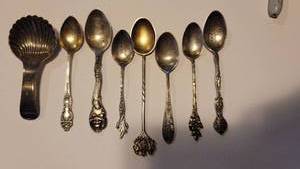 lot 305 image: Lot of 8 Sterling Silver Miniture Spoons