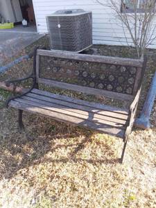 lot 1002 image: Cast Iron And Wood Bench