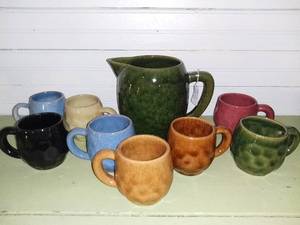 lot 1060 image: Dryden Pitcher and 8 Mugs