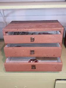 lot 33793 image: MCM 3 Drawer Tool Box Or Storage Container