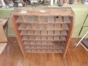 lot 33803 image: Vintage Wooden 40 Plus Slot Hotel Mail Organizer