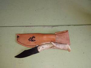 lot 507 image: Antler Handled Knife With Sheath