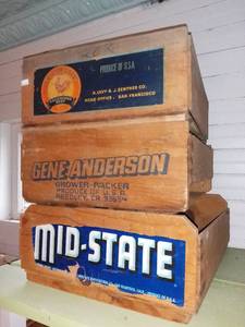 lot 1101 image: 3 Vintage Wood Produce Flats