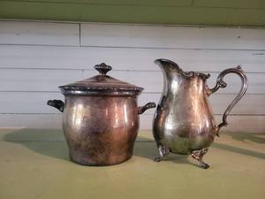 lot 1302 image: Countess Silver Plated Ice Bucket with Glass Liner and Joanne Silver Plated Water Pitcher