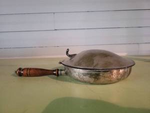 lot 1305 image: Antique Silver Plated on Copper Crumb Catcher - Handle Needs Repaired