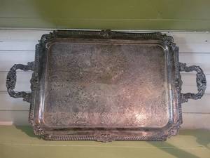 lot 1308 image: Silver Plated Serving Tray 27 x 17
