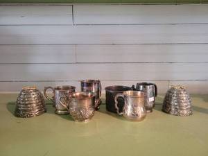 lot 1310 image: Lot of Silverplated and Hard White Metal Cups - Varies Brands - 6 Total
