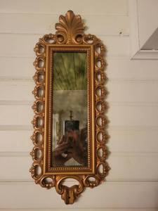 lot 1352 image: Ornate Wooden Gold Tone Rectangular Mirror
