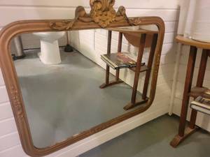 lot 1356 image: Ornate Wooden Gilded Antique Mirror