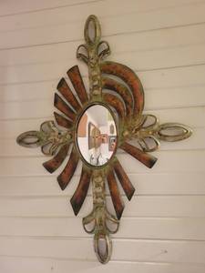 lot 1361 image: Metal Frame Modern Wall Mirror