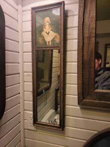 lot 1365 image: Antique Wooden Framed Mirror- Mirror is Cracked See Photos