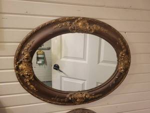 lot 1369 image: Oval Ornate Antique Mirror - Plaster