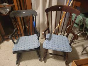 lot 1381 image: Lot of 2 Wooden Child Size Rocking Chairs