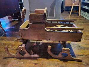 lot 20663 image: Wooden Doll Size Sled with Interchangeable Wheels