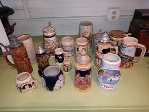 lot 33817 image: Lot Of 17 Assorted Mug And Steins In Various Sizes